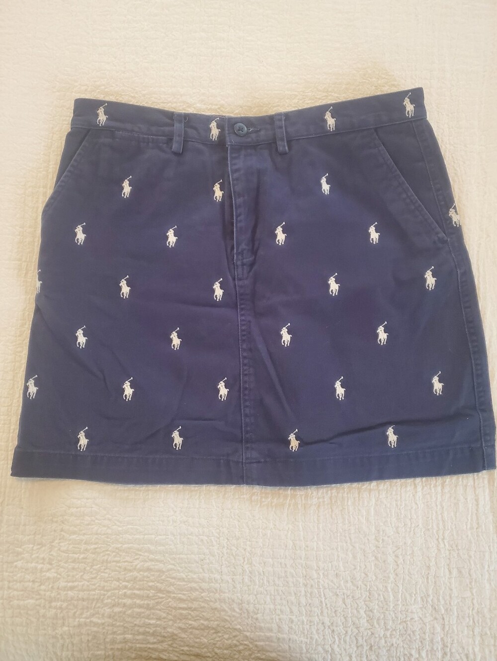 Ralph Lauren Navy Mini Skirt with White Polo Embroidery - Size 2